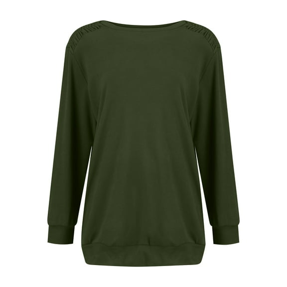 Women's Spring Summer Tops Women's Fashion Casual Solid Color Pocket Nine-quarter Sleeve Loose Round Neck T-Shirt Top