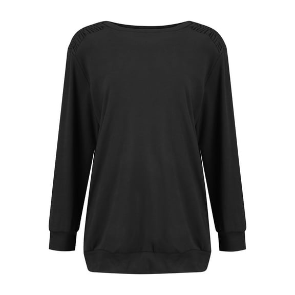 Women's Spring Summer Tops Women's Fashion Casual Solid Color Pocket Nine-quarter Sleeve Loose Round Neck T-Shirt Top