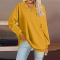 thumbnail image 1 of Women's Spring Summer Tops Women's Fashion Solid Color V Neck Long Sleeve Loose Pullover Sweatshirt Top, 1 of 6