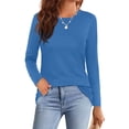 thumbnail image 1 of Women's Spring Summer Tops Women's Long Sleeve Round Neck Gradient Print Shirt Basic T-shirt Casual Autumn Tops, 1 of 5