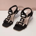 thumbnail image 1 of Women's Spring Summer Trendy Chunky Heel Sandals-Elegant Wrapped High Heels Open Toe Vintage Shoes Black 39, 1 of 9