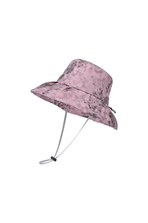 Women's Spring and Summer Wide Brim Sun Hat, Tie-Dye Pattern Large Brimmed Fisherman Hat for Outdoor Travel, Foldable Packable Sun Protection Hat, Fashionable Sunshade Cap with Adjustable Chin Strap