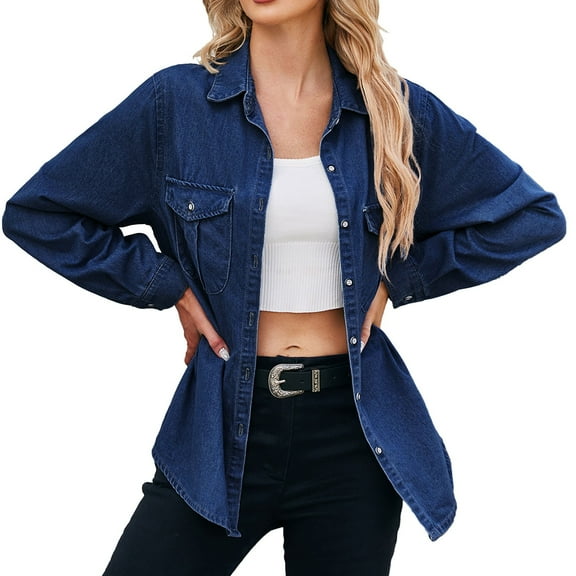 Women's Spring Wash Thin Denim Shirt Top