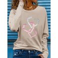 thumbnail image 1 of Women's Spring and Autumn 100% Cotton Loose Casual Fashion Shining Love Printed Round Neck Long Sleeve T-shirt Top, 1 of 3