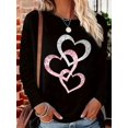 thumbnail image 1 of Women's Spring and Autumn 100% Cotton Loose Casual Fashion Shining Love Printed Round Neck Long Sleeve T-shirt Top, 1 of 3