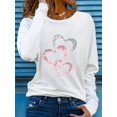 thumbnail image 1 of Women's Spring and Autumn 100% Cotton Loose Casual Fashion Shining Love Printed Round Neck Long Sleeve T-shirt Top, 1 of 3