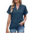 thumbnail image 1 of Women's Spring/summer Jacquard V Neck Short Sleeve Loose T Shirt Top, 1 of 2