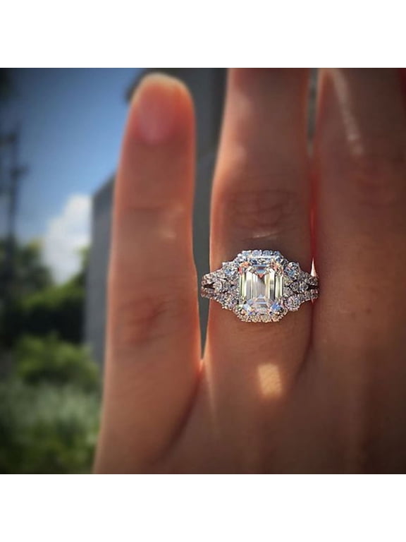 Women's Square Artificial Diamond Carat Shaped Ring