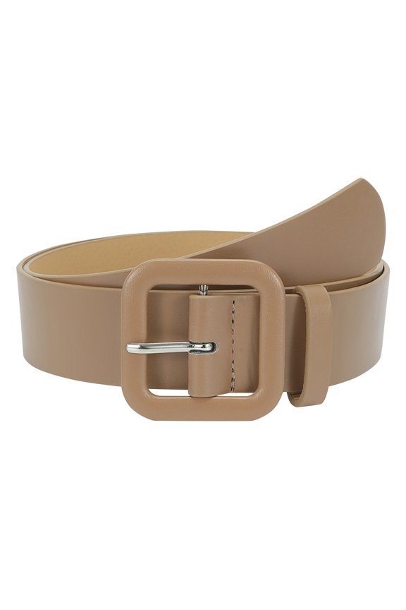 Women's Square Buckle Candy Colored Wide Belt, Fashionable Versatile Decorative Waist Strap Faux Leather Jeans Belt Dress Accessories for Daily Casual Wear