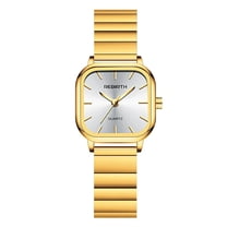 Women’s Square Dial Stainless Steel Watch Elegant Minimalist Design Quartz Fashionable Colors Gold Bracelet Waterproof Dainty Watch