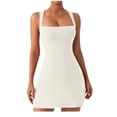 thumbnail image 1 of Women’s Square Neck A-Line Mini Dress Sleeveless Fit and Flare Casual Summer Skater Dress, 1 of 9