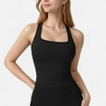 thumbnail image 1 of Women's Square Neck Active Tank Top with Built-In Bra and Racerback Design for Comfort and Movement - Small, Black, 1 of 7