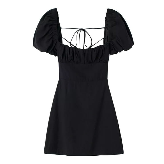Women's Square Neck Bubble Sleeve Strapless Mini Dress - Polyester/Spandex, Floral Print, Party/Casual
