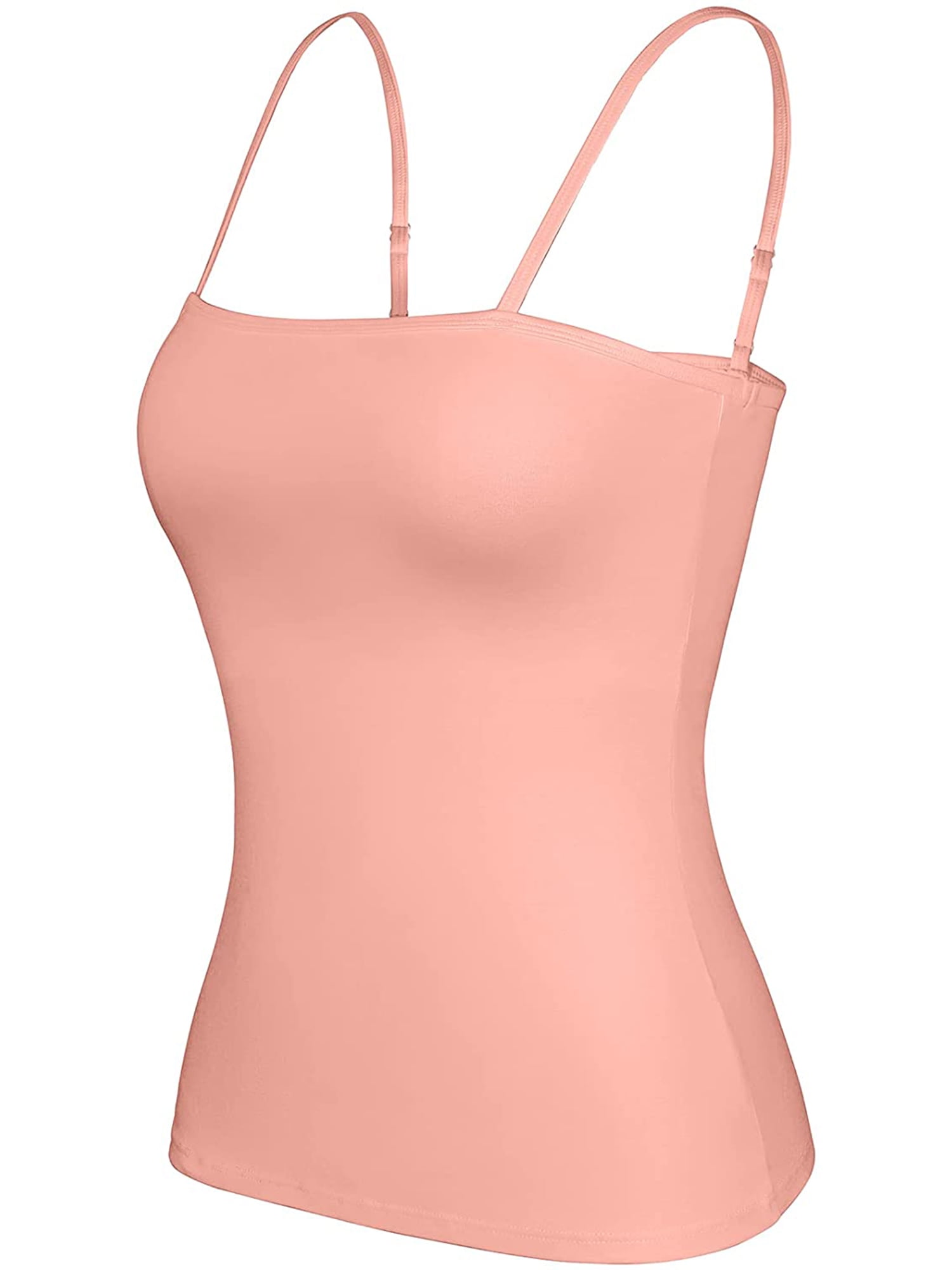 Glamroot Women's Spaghetti Strap Cotton Spandex Padded Camisole with Built  in Bra, Removable Pads,Free Size price in UAE,  UAE