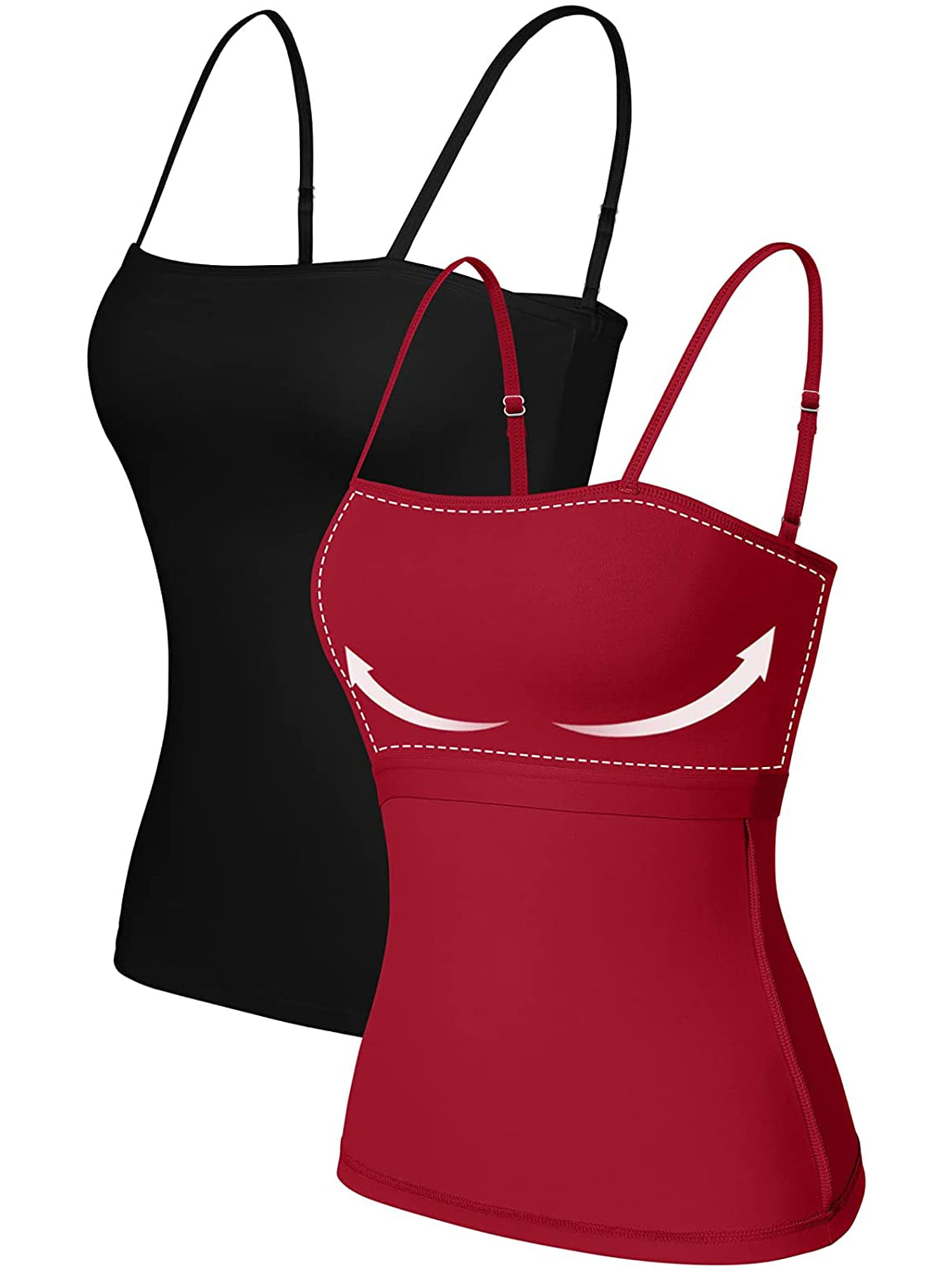 Move With You Sleeveless Spaghetti Strap Padded Sports Bra Tank Tops Square  Neck 