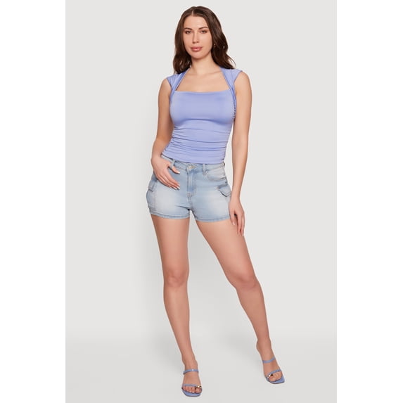 Women's Square Neck Cap Sleeve Blouse
