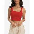 thumbnail image 1 of Women's Square Neck Crop Top Basic Sleeveless Fitted Tank Top Casual Cami, 1 of 6