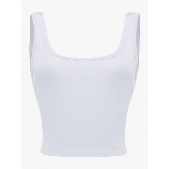 Women's Square Neck Crop Top Basic Sleeveless Fitted Tank Top Casual Cami