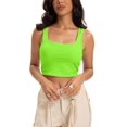 thumbnail image 1 of Women's Square Neck Crop Top Basic Sleeveless Fitted Tank Top Casual Cami, 1 of 6