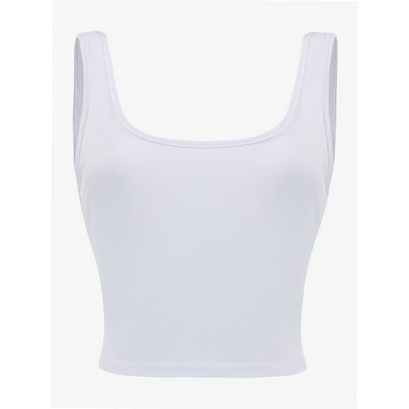 Women's Square Neck Crop Top Basic Sleeveless Fitted Tank Top Casual Cami