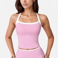 thumbnail image 1 of Women's Square Neck Cropped Active Tank with Contrast Trim and Built-In Bra for Light Support - Large, Pink, 1 of 7