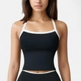thumbnail image 1 of Women's Square Neck Cropped Active Tank with Contrast Trim and Built-In Bra for Light Support - X Large, Black, 1 of 6