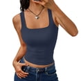 thumbnail image 1 of Women's Square Neck Cropped Ribbed Tank Tops Summer Sleeveless Clothes, 1 of 4