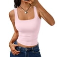 thumbnail image 1 of Women's Square Neck Cropped Ribbed Tank Tops Summer Sleeveless Clothes, 1 of 4