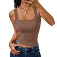 thumbnail image 1 of Women's Square Neck Cropped Ribbed Tank Tops Summer Sleeveless Clothes, 1 of 4