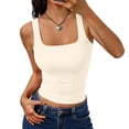 thumbnail image 1 of Women's Square Neck Cropped Ribbed Tank Tops Summer Sleeveless Clothes, 1 of 4