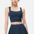 thumbnail image 1 of Women's Square Neck Cropped Tank Top with Wide Straps - Large, Navy, 1 of 7