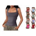 thumbnail image 1 of Women's Square Neck Fitted Tank Top Stretchy Sleeveless Camisole for Summer & Everyday Wear,L, 1 of 6