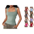 thumbnail image 1 of Women's Square Neck Fitted Tank Top Stretchy Sleeveless Camisole for Summer & Everyday Wear,M, 1 of 6