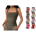 thumbnail image 1 of Women's Square Neck Fitted Tank Top Stretchy Sleeveless Camisole for Summer & Everyday Wear,XL, 1 of 6