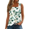 thumbnail image 1 of Women's Square Neck Floral Print Tank Top, Loose Fit Sleeveless Summer Blouse with Casual Chic Design,Green S, 1 of 5