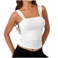 thumbnail image 1 of Women's Square Neck Going Out Crop Tops Casual Sleeveless Solid Color Blouse Summer Slim Fit T-Shirts, 1 of 7