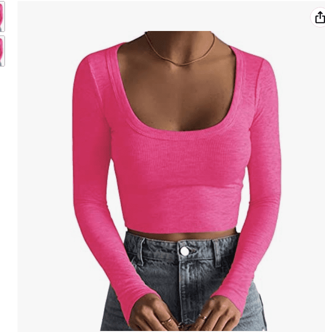 Hot Pink Snatched Rib Band Short Sleeve Crop Top