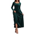 thumbnail image 1 of Women's Square Neck Long Sleeve Velvet Dress with a Classic Silhouette for Evening Wear 100% Polyester Velvet, 1 of 17