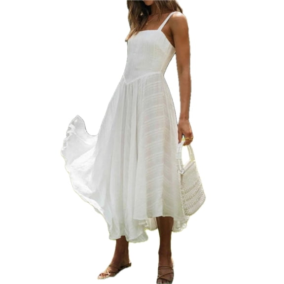 Women's Square Neck Midi Cami Dress with Zipper Partially Lined for Everyday Wear 95% Polyester 5% Spandex Collection