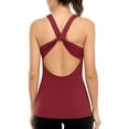 thumbnail image 1 of Women's Square Neck Quick Dry Stratch Camisole Backless Cross Knot Sport Tank Tops, 1 of 6
