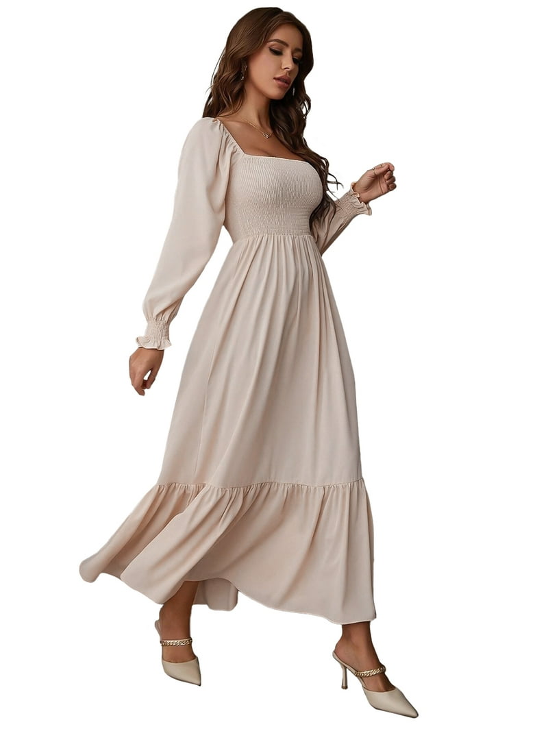 正規品　andmary Lady like long dress beige ANDMARY】Lady like long dress