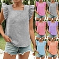 thumbnail image 1 of Women's Square Neck Short Sleeve Pullover Top Blouse Shirt Plaid Ruffled Trim Loose Fit Casual Daily Wear Work Office Vacation Fashion Essential Gift for Women | CSEONE,Orange XL, 1 of 8