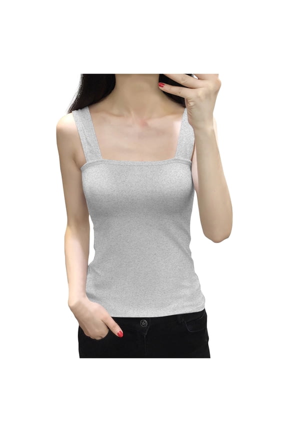 Women's Square Neck Sleeveless Blouse Soft Fitted Tank Top for Office To Weekend Wear Quiet Luxury Style in Neutral Solid Tones