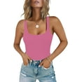 thumbnail image 1 of Women's Square Neck Sleeveless Bodysuit Double Lined Tops Thong Bodysuit, 1 of 3