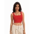 thumbnail image 1 of Women's Sleeveless Square Neck Crop Top - Cute Seamless Slim Fit Tank Top, Breathable Summer Casual Wear, XS-L, 1 of 6