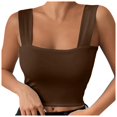 thumbnail image 1 of Women's Square Neck Sleeveless Double-Layer Tank Tops Basic Tight T Shirts, 1 of 9