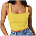 thumbnail image 1 of Women's Square Neck Sleeveless Double-Layer Tank Tops Basic Tight T Shirts, 1 of 4