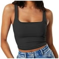 thumbnail image 1 of Women's Square Neck Sleeveless Double-Layer Tank Tops Basic Tight T Shirts, 1 of 4