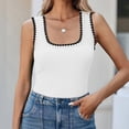 thumbnail image 1 of Women's Square Neck Sleeveless Tank Top,Colorblock Casual Fit Summer Top,Breathable Slim Layering Camisole for Daily Wear,Vacation,Office White M, 1 of 8