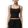 thumbnail image 1 of Women's Square Neck Sleeveless Tank Top with Stretch Fit - Small, Black, 1 of 7